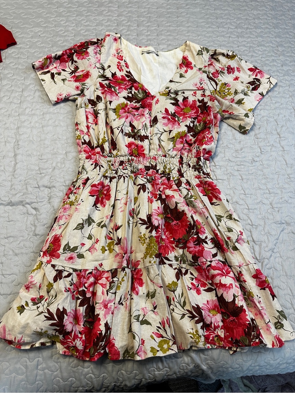 Abercrombie & Fitch Cream Mini Dress with Pink Floral Print